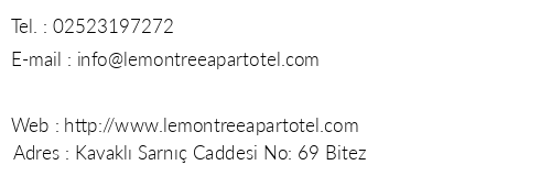 Lemon Tree Apart Hotel telefon numaralar, faks, e-mail, posta adresi ve iletiim bilgileri